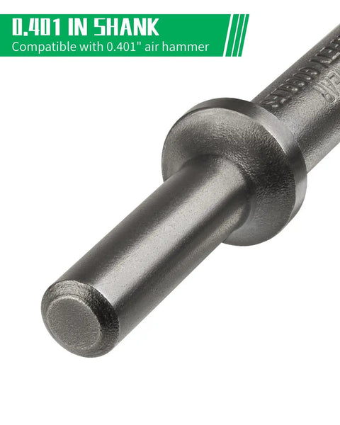 Detail of 0.401 inch shank, part of Nine Piece Air Hammer Chisel Set With 0.401 Inch Shank And Canvas Pouch