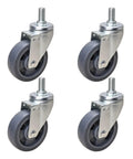 Heavy Duty Swivel Caster Wheels With Threaded Stem For Workbench And Cart No Noise PU Casters shown in set of four