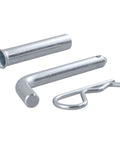 Trailer Hitch Pin And Clip 1/2 Inch Diameter With 5/8 Inch Adapter Fits 1-1/4 Inch And 2 Inch Receiver Tubes Easy Grip 105 Degree Bend