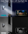 Pan Tilt Outdoor Security Camera With 2.5K Clarity, 360 Degree View, Smart Motion Tracking, Color Night Vision, spotlight comparison.