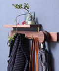 Badass Wall Mounted Coat Rack and Multi Slot Key Hook Solid Wood Construction with Brass Hooks to Hang Coats Jackets Handbags Hats Umbrellas Heavy Duty Build Sweet Entryway Decor with umbrella and coats