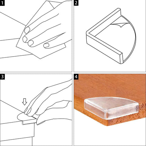 Installation steps for 36 Pack Slim Clear Edge Bumpers For Baby Safety Corner Protectors Edge Guards For Furniture Tables Windows Beds And More