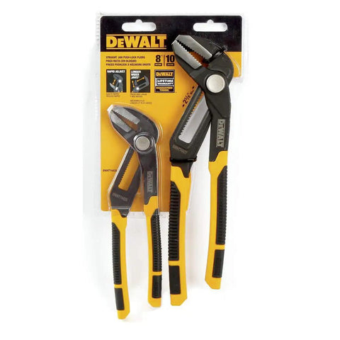 8 Inch And 10 Inch Pushlock Pliers Set Built For Tough Jobs With Long Jaw Design One Hand Quick-Adjust Ergonomic Cr-V Steel Handles Straight Jaw Pliers