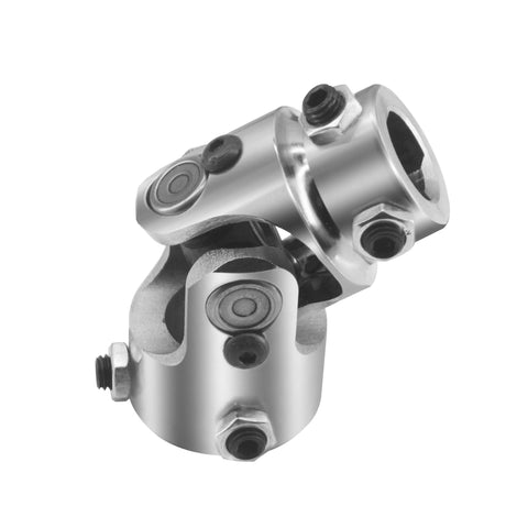Chrome Steering U Joint Coupler For One Inch Double D To Three Quarter Inch Double D Shaft Universal Joint Single Joint Three And A Quarter Inch Overall Length One And Five Eighths Inch Outside Diameter Beefed Up Auto Steering Shaft Connector