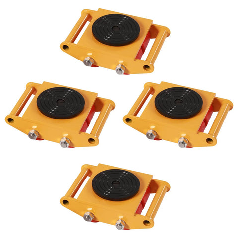 Heavy Duty Machinery Moving Kit with two handles, four rollers, 6 ton capacity, 13200 lb industrial machinery mover skate.