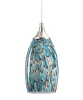 Handblown Blue Art Glass Pendant Light With Brushed Nickel Finish Dope Edison Style Hanging Lamp Adjustable Cord