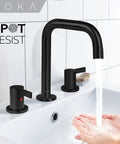 Matte Black Widespread Bathroom Faucet With Two Handles, Three Piece Vanity Lavatory Set, 360 Degree Rotating Sink Tap