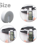 100 Pack Peg Hook Stoppers For Pegboard Slatwall And Gridwall Displays White Foam Peg Locks shown with caliper measurements