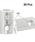 30 Pcs M6 Half Round Spring T Nuts For 4040 Aluminum Extrusion Profiles, Carbon Steel With Nickel Plating, metric dimensions shown