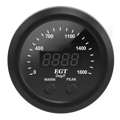 Ultra Thin Exhaust Gas Temperature Gauge 0 To 1800F Pyrometer With Red LED Display For Diesel Trucks Anti Vibration EGT Sensor Kit Compact Auto Gauge For Real Time Monitoring On The Go, black 52mm dashboard gauge