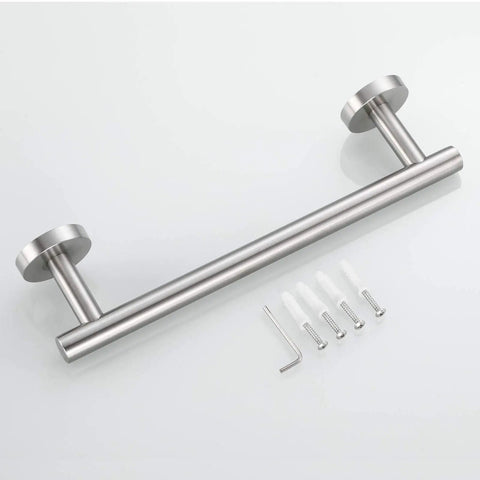 Wall-mounted Brushed Nickel Hand Towel Bar For Bathroom with installation hardware, 9 Inch SUS304 Stainless Steel Towel Rack