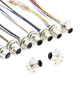 8-Pin M12 A-Code Waterproof Female Connector Cable 0.5M Straight Back-Mount Aviation Socket Unshielded IP67 Sensor Receptacle
