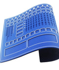 Heavy Grade Silicone Rubber Work Pad With Multiple Compartments For Lock Pinning Kits, blue, 10.7x14.5 inches, organized layout.