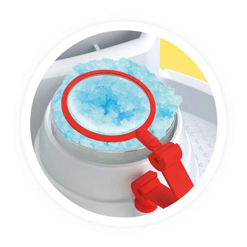 Chemistry Of The Tiny Lab Kit With Hands On Illuminated Station And 3 Clip On Magnifying Glasses For Close Up Experiments 30 Fun Science Projects For Curious Kids And Tween Scientists, red clip-on magnifier over blue crystals