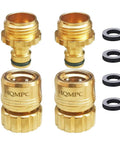 Lead Free Brass Garden Hose Quick Connect Fittings Three Quarters Inch GHT Durable Water Hose Connectors Two Pack