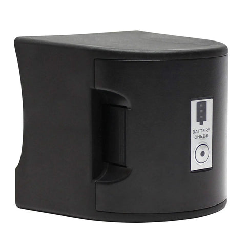 Premium Black Rechargeable Nicad Battery And Charger Kit Compatible With Lighter Weight Tredrums And Tredrumt Electric Drum Pumps Featuring Detachable Holder and battery check button.