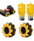 48mm Mecanum Wheel Set With TT Motors For Smooth Omnidirectional Robot Movement, rubber coated wheels, DIY robotics projects