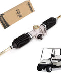 Club Car Precedent Golf Cart Steering Gear Box Assembly 2004 Up Rack and Pinion Replacement for Gas and Electric Models OEM 1022886-01 103679701 Easy Install and Grease Tie Rod Ends After Install with packaging and golf cart.