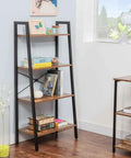 Dope Industrial Four Tier Freestanding Rustic Bookshelf Plant Stand Storage Rack For Living Room And Home Office Brown Iron Frame