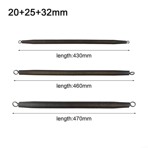 Rock Solid PVC Pipe Bender Spring Set 16Mm 20Mm 25Mm 32Mm showing three metal springs with lengths 430mm, 460mm, and 470mm.