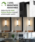 Tipace Hardwired Modern Black LED Wall Sconce Indoor Wall Light Fixture demonstrating 3-level brightness adjustment.