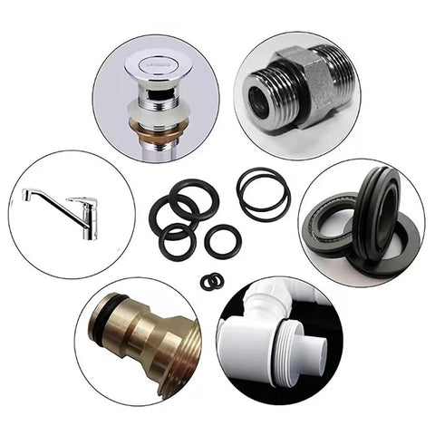 Rubber O-ring and washer assortment kit, 225 pieces, for heavy-duty plumbing, automotive, and DIY projects