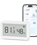 WiFi Thermometer Hygrometer Real Time Temperature And Humidity Sensor For Smart Home Nursery Greenhouse And Storage Remote Monitoring Via Smart Life Tuya App Over 2.4GHz WiFi No Hub Needed, white digital display