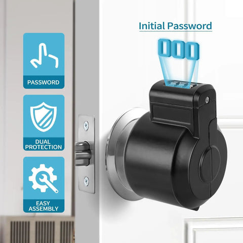 No Sweat Combo Door Knob Lock Child Proof Cover Seals Keyholes For Bedroom And Bath Faucets Water Gas Valves, showing password mechanism and dual protection.