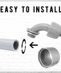 Liquid Tight Conduit Connector Set For Flexible Non Metallic PVC Electrical Fittings 90 Degree One Half Inch Tubing Easy Install