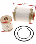 Ford 03-07 6.0L Power Stroke Diesel Oil and Fuel Filter FD-4616 Motorcraft Replacement showing filter and seal dimensions