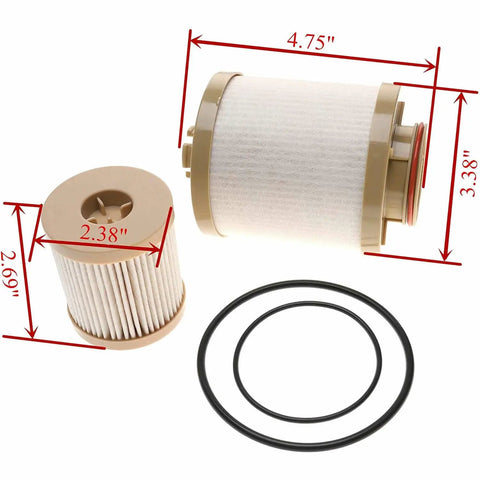 Ford 03-07 6.0L Power Stroke Diesel Oil and Fuel Filter FD-4616 Motorcraft Replacement showing filter and seal dimensions