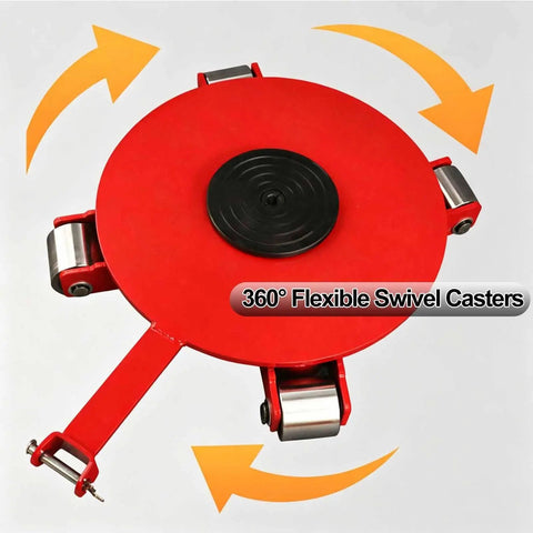 Tough As Nails 360 Swivel Skate Dolly with red 360° swivel casters for smooth movement across factory floors.