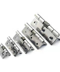 Six Pack Spring Door Hinges Self Closing Stainless Steel With Brushed Finish, shown in various sizes from 1 to 4 inches