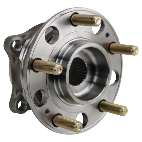 Wheel Bearing And Hub Assembly For 2019 To 2023 Hyundai Santa Fe, 2020 To 2023 Palisade, 2022 To 2023 Cruz, 2021 To 2023 Kia Sorento, And 2020 To 2022 Telluride AWD Models With Direct Fit, Durable Steel Construction, Noise Free Operation, Simple Install, shown front view.