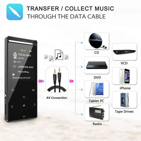 64GB Bluetooth MP3 Player With Sport Armband For Running FM Recording Shuffle Play Line In Voice Recording HiFi Sound Multifunction Metal Shell Lossless Music Player Built For Workouts And On The Go Tunes with data transfer options