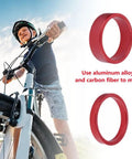 Boy on bike with red aluminum bike headset spacers and carbon fiber, Ten Pack Bike Headset Spacers For One And One Eighth Inch Steerer Aluminum