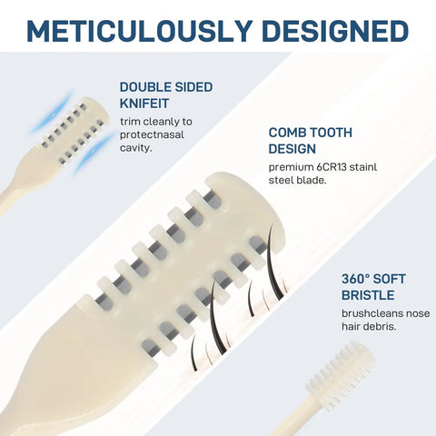 Double Sided Nose Hair Trimmer For Men And Women With 360 Degree Nostril Hair Cutter featuring double-sided comb tooth design