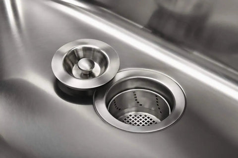 Stainless Steel 3-In-1 Kitchen Drain Flange With Removable Lid, Water-Holding Cap, and Built-In Sink Strainer For Garbage Disposals