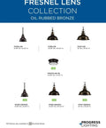 Fresnel Lens Collection with Oil Rubbed Bronze mini pendant lights in various sizes by Progress Lighting.