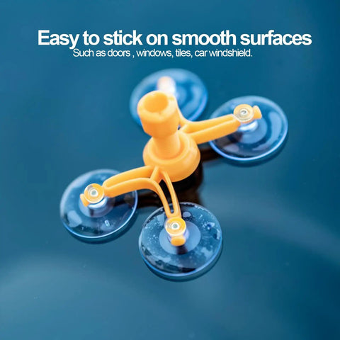 Heavy Duty 6 Piece Suction Cups With Metal Screw Threaded Rod on smooth surface, ideal for glass doors and tiles.