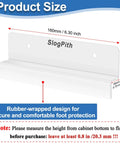 Size dimensions of Hands Free Cabinet Foot Pull For Trash Drawer, showing measurements and rubber-wrapped stainless steel construction.