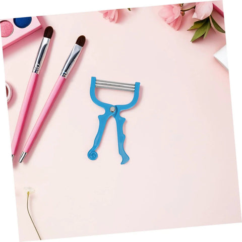 Four Piece Manual Facial Hair Remover Kit For Women With Portable Spring Epilator And Stainless Steel Coils For Chin And Neck Hair Removal Precision Threading Tool For Everyday At Home Grooming No Fuss Quick Touchups, pink brushes and blue coil remover