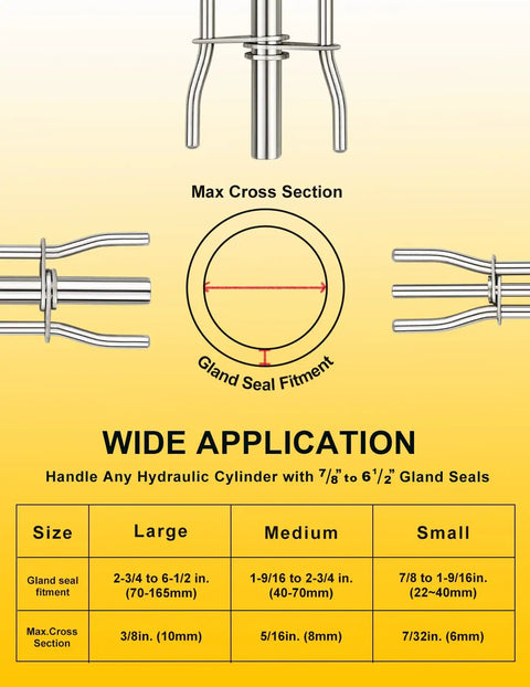 Hydraulic Seal Installation Tools Set Pro Grade 3 Piece Upgrade Kit For Piston And Cylinder Seals Includes size and fit guide