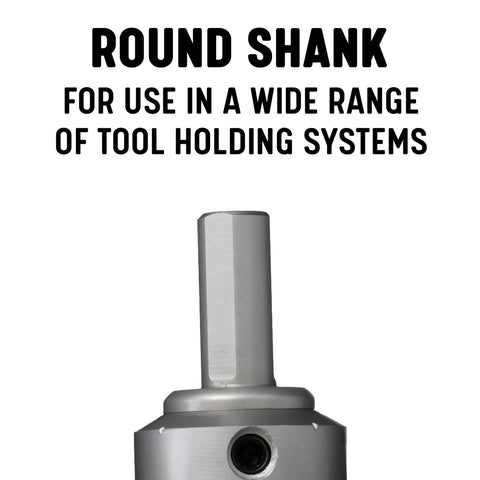 Carbide Tipped Hole Cutter Four And One Sixteenth Inch Diameter With One Inch Depth Of Cut, showing round shank design
