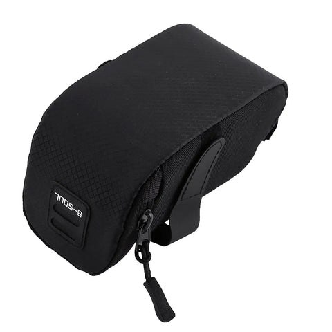 Under Seat Bike Bag With 3D Shell Ultra Lightweight 0.75L Storage Pouch For Riders Easy Hook And Loop Strap On Quick Install Polyester Durable Waterproof Black
