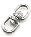 Top Tier 304 Stainless Steel Double Ended Swivel Eye Hook Plus Two M5 Snap Hooks Badass Rust Proof Connector Kit close-up view.