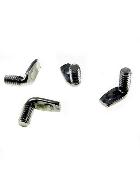 Bulletproof Projection Weld Screw Handy Four Pack Quarter Inch Twenty Right Angle Spade Fastener Built For Tight Squeezes C1010 Low Carbon Steel Heavy Duty Sheet Metal Bolt For Quick Job Sites, four screws angled for tight spaces.