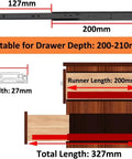 Top Shelf Heavy Duty Black Drawer Slides Pair Full Extension Smooth Glide Runners For Filing Cabinets And Workstations Built Tough Quick Install Side Or Groove Mount Hardware dimensions 200mm length and 27mm width