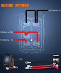 Wiring diagram for Rock On Rocker Switch Led Light Bar Kit, showing connections with blue illumination and jumper wires.
