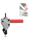 Beast Workhorse Metal Sheet Cutter Drill Attachment with handle, 7mm hex shank, cutting metal sheets in car repair or fabrication projects.
